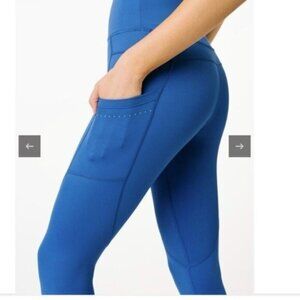 Zyia Active Women's Blue Reflective Leggings High Rise 24” Cropped Leggings